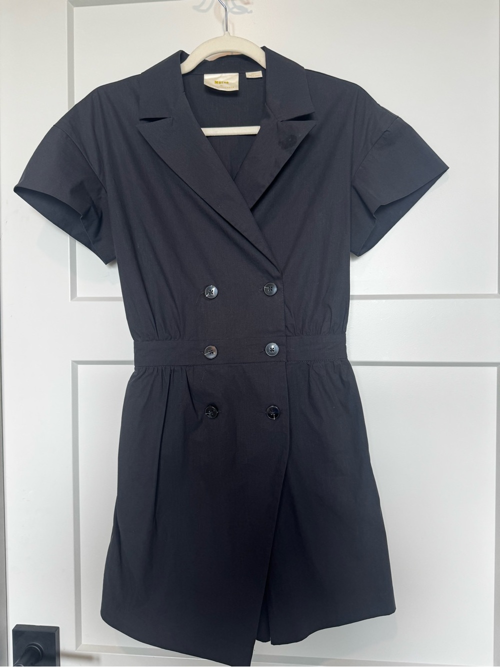 Maeve by Anthropologie Black Double Breasted Collared Romper XS